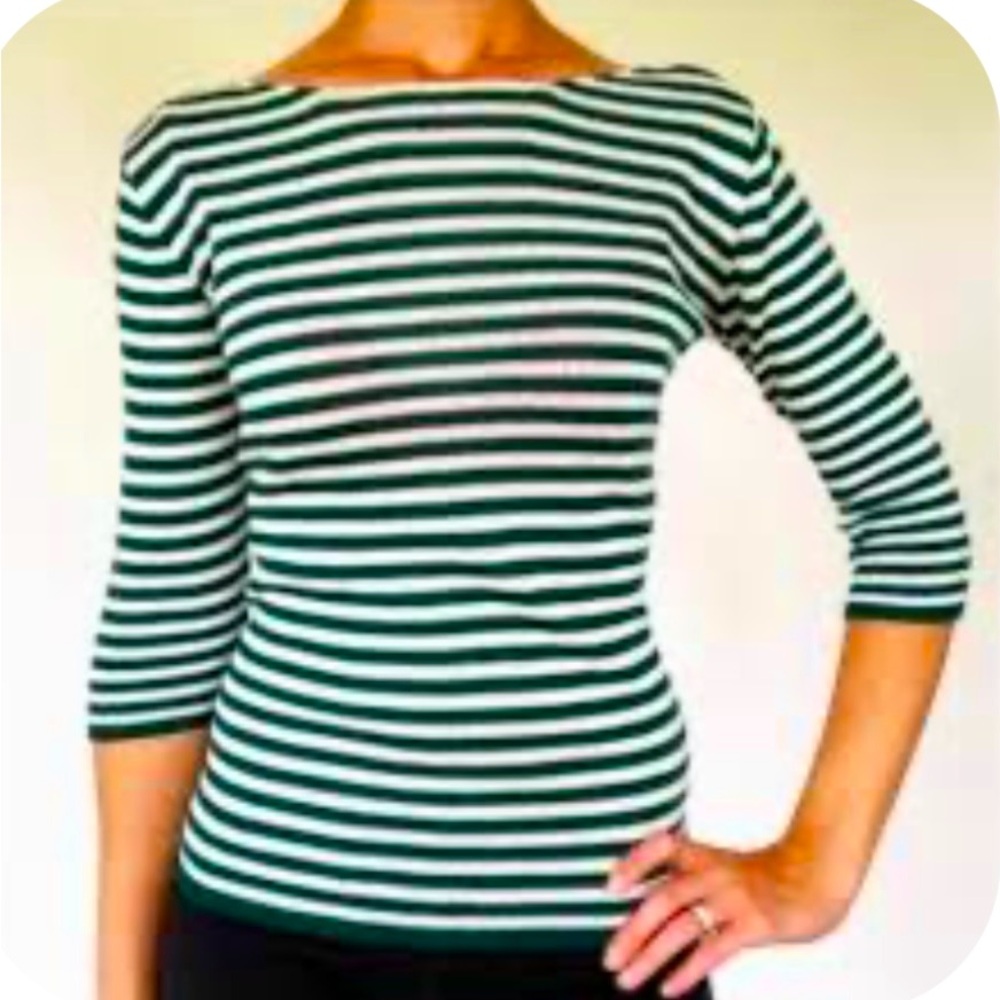 PERFECT  FOR SPRING! Zara Green & White Striped Sweater